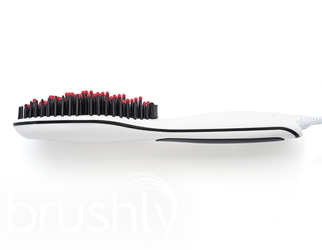 Hair straightener brush -parlemour/white with red line